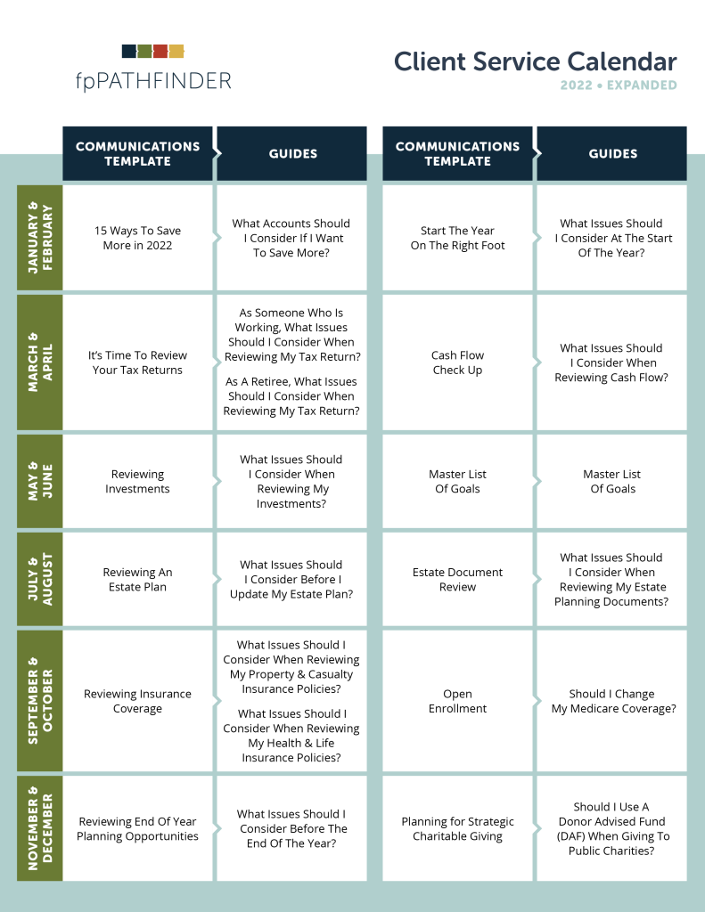 fpPathfinder 2022 Expanded Client Service Calendar 