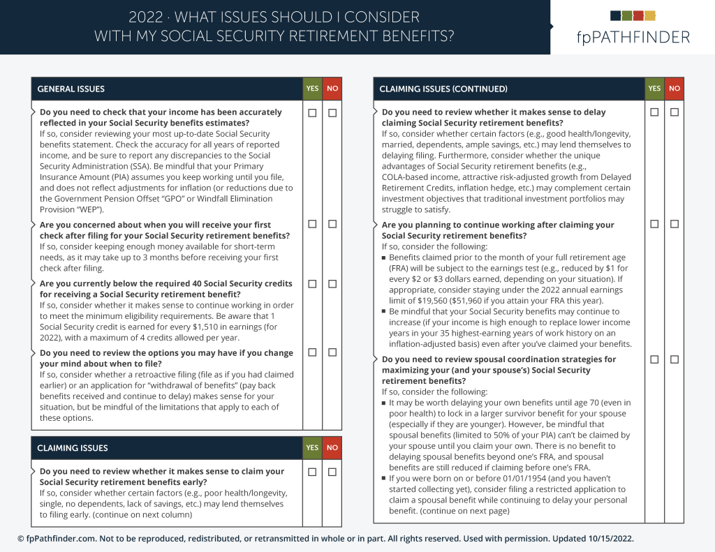 What Issues Should I Consider With My Social Security Retirement Benefits? 